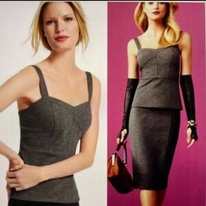 CAbi 552 Over The Moon Charcoal Gray Ponte Bustier Peplum Top Size 6